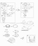 Blower HousingShrouds Flywheel Rewind Starter Diagram and Parts List for 127702-0653-01  Briggs and Stratton Engine